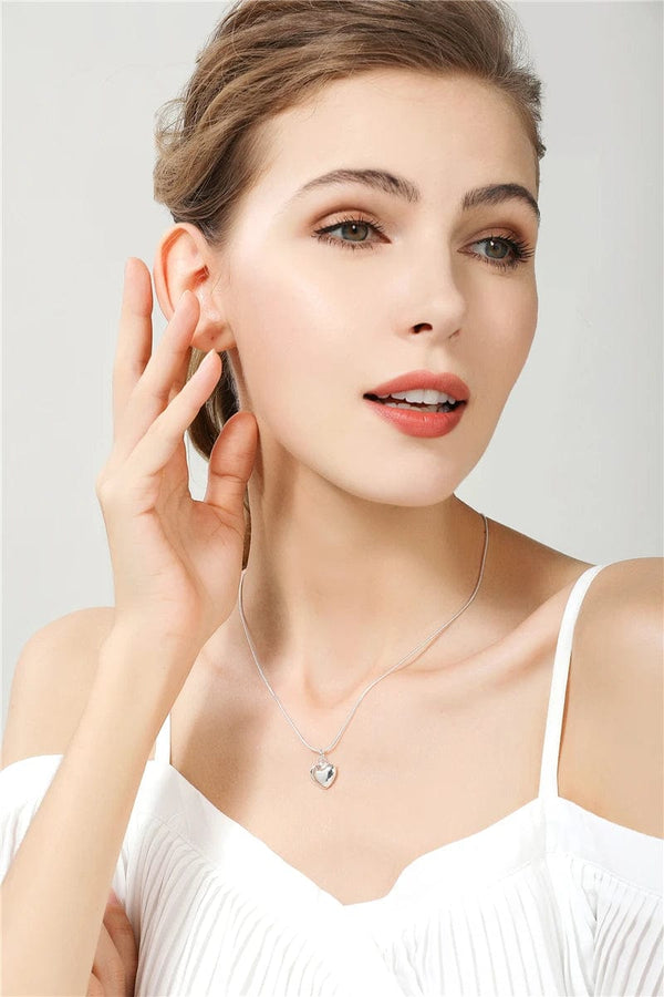 Planet Gates DOTEFFIL 925 Sterling Silver Solid Small Heart Pendant Necklace 16-30 Inch Snake Chain For Women Wedding Charm Fashion Jewelry