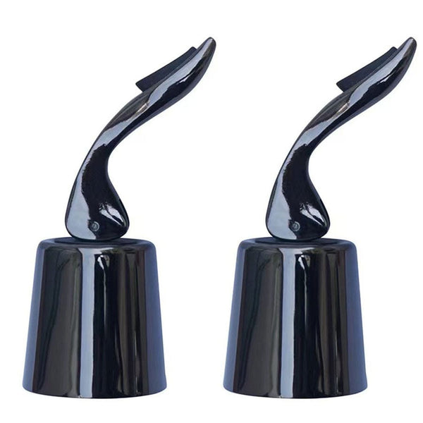 Planet Gates Double Black 2pcs Stainless Steel Wine Bottle Corks, Fresh Red Wine Corks, Metal Corks, Champagne Corks