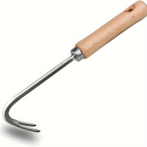 Planet Gates Double Hook Wooden Stick Handle 1pc Weeding Machine With V-shaped Weeding Tool, For Garden Weeding Tool, With Solid Wood Handle (Double Hook)