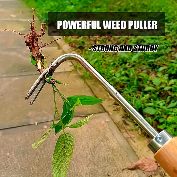 Planet Gates Double Hook Wooden Stick Handle 1pc Weeding Machine With V-shaped Weeding Tool, For Garden Weeding Tool, With Solid Wood Handle (Double Hook)