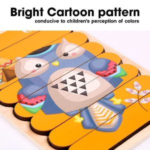 Planet Gates Double Sided Strip 3D Puzzles Baby Toy Wooden Montessori Materials Educational Toys For Children Large Bricks Kids Learning Toys