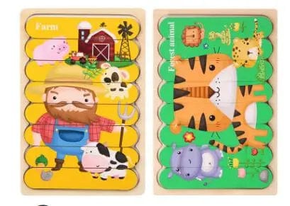 Planet Gates Double Sided Strip 3D Puzzles Baby Toy Wooden Montessori Materials Educational Toys For Children Large Bricks Kids Learning Toys