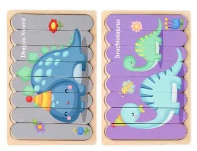 Planet Gates Double Sided Strip 3D Puzzles Baby Toy Wooden Montessori Materials Educational Toys For Children Large Bricks Kids Learning Toys