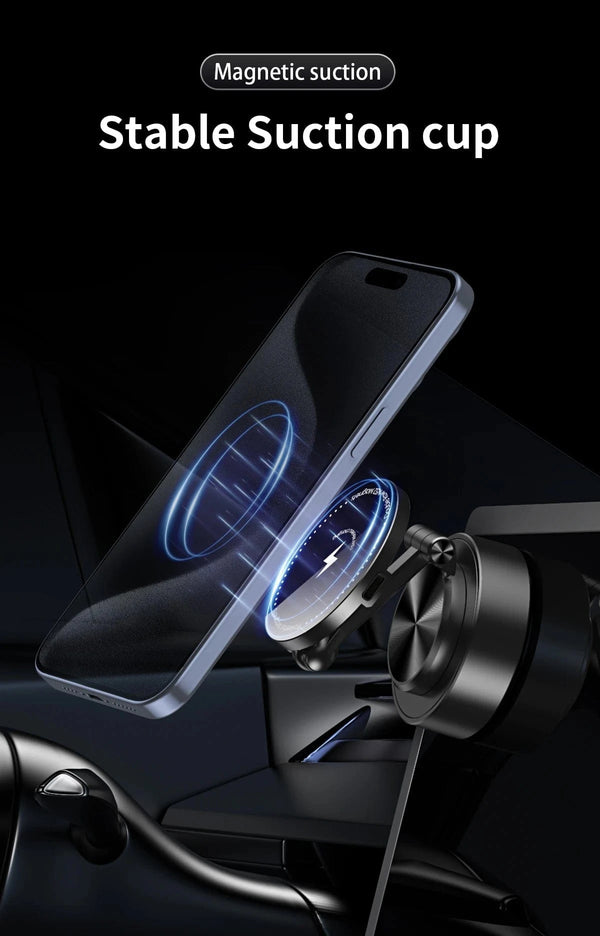Planet Gates Double Sides Car Phone Holder Magnetic Vacuum Adsorption Bracket with Wireless Charger 360 degree Rotating Car Phone Stand