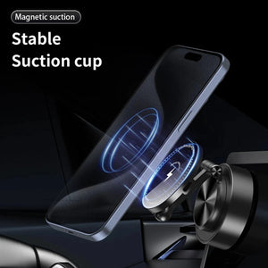 Planet Gates Double Sides Car Phone Holder Magnetic Vacuum Adsorption Bracket with Wireless Charger 360 degree Rotating Car Phone Stand
