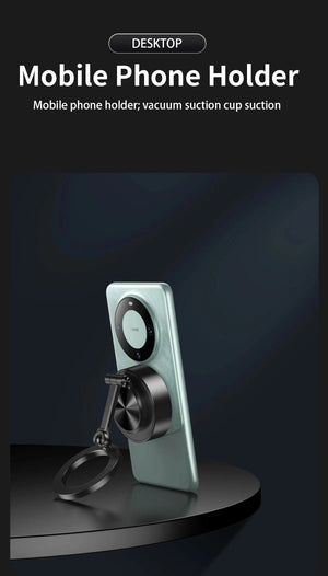 Planet Gates Double Sides Car Phone Holder Magnetic Vacuum Adsorption Bracket with Wireless Charger 360 degree Rotating Car Phone Stand