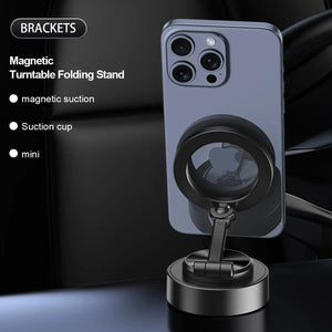 Planet Gates Double Sides Car Phone Holder Magnetic Vacuum Adsorption Bracket with Wireless Charger 360 degree Rotating Car Phone Stand