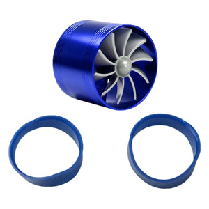 Planet Gates Double Supercharger Car Turbo Air Intake Turbine Gas Fuel Saver Fan Turbine with Single Propeller 6.4 * 5cm for Air Intake C7S6