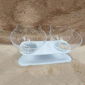 Planet Gates Double transparent Non-Slip Cat Single Double Pet Bowls With Stand Food Feed And Water Bowls Inclination Stand Cats Feeders Feeding Kitten Supplies
