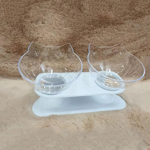 Planet Gates Double transparent Non-Slip Cat Single Double Pet Bowls With Stand Food Feed And Water Bowls Inclination Stand Cats Feeders Feeding Kitten Supplies