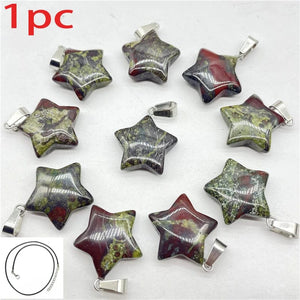 Planet Gates Dragon Blood Stone Natural Stone Hexagon Pendant Necklace Crystal Rose Quartz Opal Star for Women Fluorite Lapis Bullet Pendulum Trend Jewelry Gift