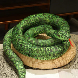 Planet Gates drak green snake / 160cm Artificial Python Plush Toy Long Snake Yellow Orange Green Python Plush Toy Decorate The House Holiday Decorations