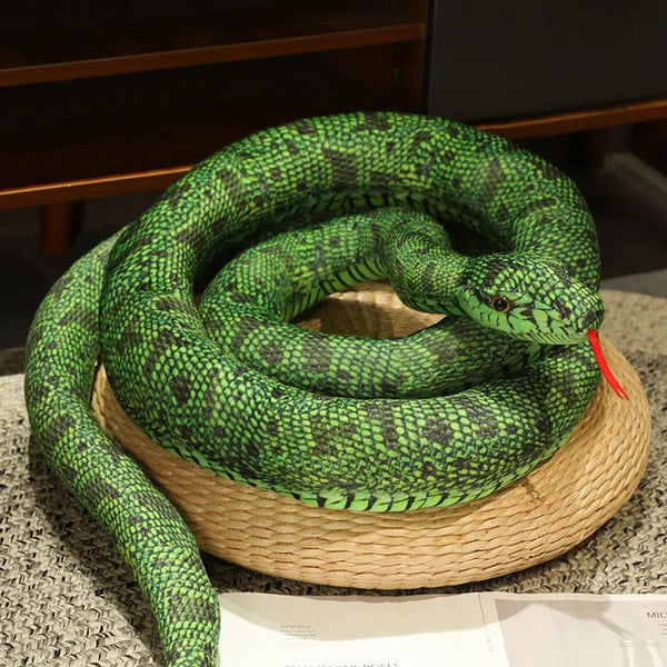 Planet Gates drak green snake / 160cm Artificial Python Plush Toy Long Snake Yellow Orange Green Python Plush Toy Decorate The House Holiday Decorations