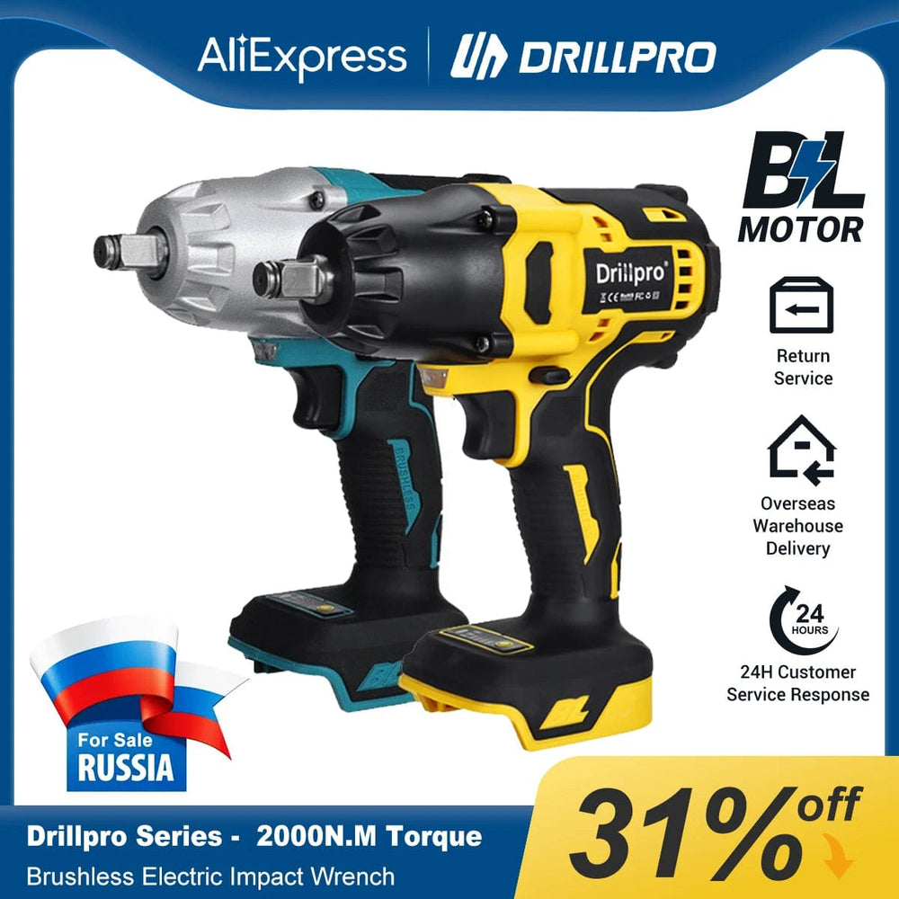 Planet Gates Drillpro New 2000N.M Brushless Cordless Electric Impact Wrench Rechargeable 1/2" Wrench Drill Power Tools for Makita 18V Battery