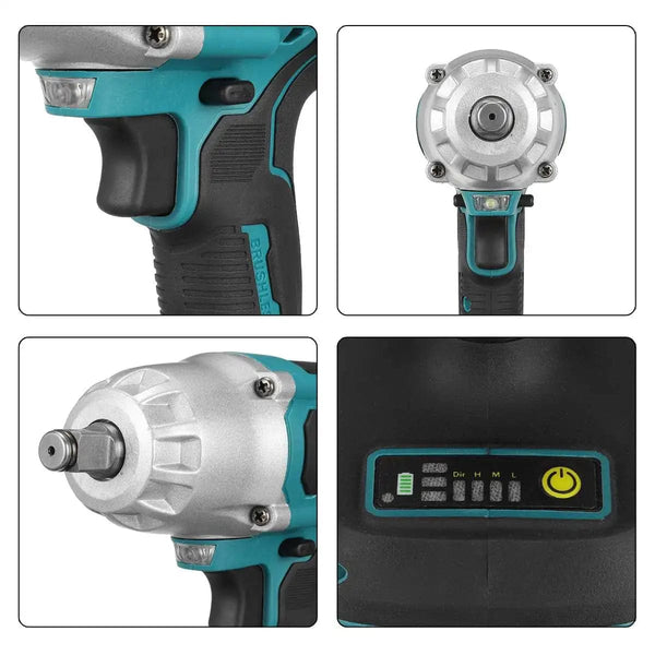 Planet Gates Drillpro New 2000N.M Brushless Cordless Electric Impact Wrench Rechargeable 1/2" Wrench Drill Power Tools for Makita 18V Battery