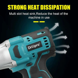 Planet Gates Drillpro New 2000N.M Brushless Cordless Electric Impact Wrench Rechargeable 1/2" Wrench Drill Power Tools for Makita 18V Battery