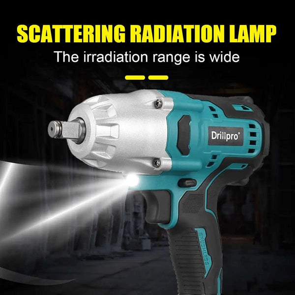 Planet Gates Drillpro New 2000N.M Brushless Cordless Electric Impact Wrench Rechargeable 1/2" Wrench Drill Power Tools for Makita 18V Battery