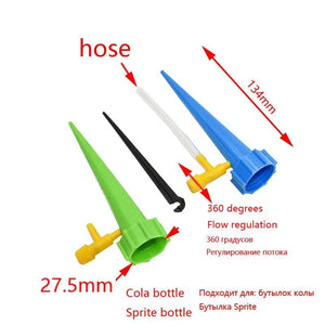 Planet Gates Drip Irrigation Automatic Plant Waterers System Adjustable drip water spikes taper plants pot watering for Coke bottles 1pcs