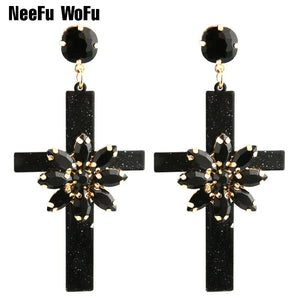 Planet Gates Drop Resin Cross Earrings Brand Crystal Big Earring Large Long Brinco Ear Accessories Oorbellen Christmas Gift jewelr