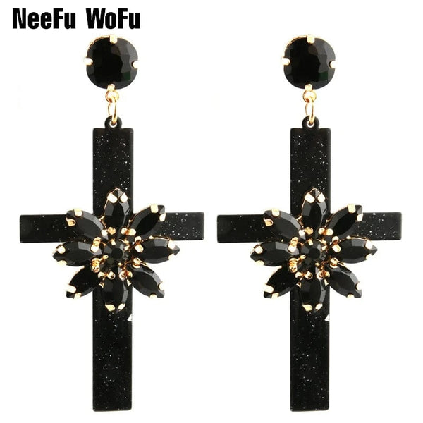 Planet Gates Drop Resin Cross Earrings Brand Crystal Big Earring Large Long Brinco Ear Accessories Oorbellen Christmas Gift jewelr