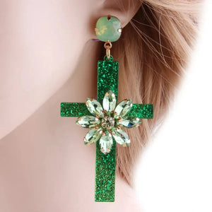 Planet Gates Drop Resin Cross Earrings Brand Crystal Big Earring Large Long Brinco Ear Accessories Oorbellen Christmas Gift jewelr