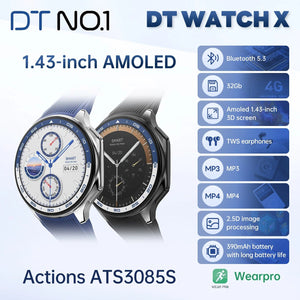 Planet Gates DT NO.1 DT Watch X smart watch 1.43" AMOLED Screen BT Call Photo Album Music Video playback record Compass DT watchx smartwatch
