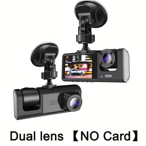 Planet Gates Dual lens without Card 3 Channel Dash Cam Front And Rear Inside, 1080P Dash Cam IR Night Vision, Loop Recording Car DVR Camera 3 Lens With 5.08 Cm IPS Screen 3 Cameras Car Dashcam, Car Black Box Recording At Same Time