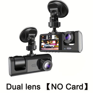 Planet Gates Dual lens without Card 3 Channel Dash Cam Front And Rear Inside, 1080P Dash Cam IR Night Vision, Loop Recording Car DVR Camera 3 Lens With 5.08 Cm IPS Screen 3 Cameras Car Dashcam, Car Black Box Recording At Same Time