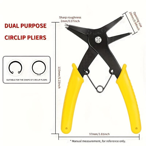 Planet Gates Dual Purpose Circlip Pliers Two In One Dual-purpose Snap Ring Pliers, Inner And Outer Snap Ring Pliers, Spring Disassembly Snap Ring Pliers Dual-purpose Repair Tool Wrench