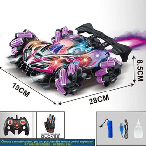Planet Gates Dual Remote Control Drift Rc Car Led Light Music 2.4g Gloves Gesture Radio Control Spray Stunt Car 4wd Electric Children Toys