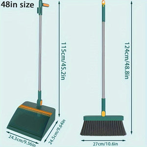 Planet Gates Durable Household Broom and Dustpan Set with Long Handle Creative Comb Tooth Design Foldable Upright Storage for Home Office School Dorm