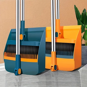 Planet Gates Durable Household Broom and Dustpan Set with Long Handle Creative Comb Tooth Design Foldable Upright Storage for Home Office School Dorm