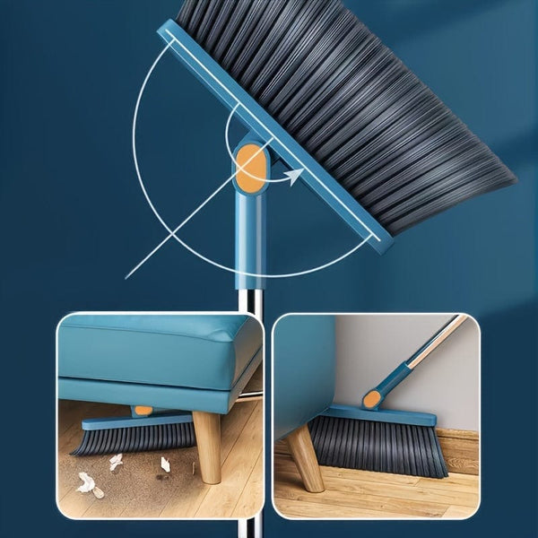 Planet Gates Durable Household Broom and Dustpan Set with Long Handle Creative Comb Tooth Design Foldable Upright Storage for Home Office School Dorm