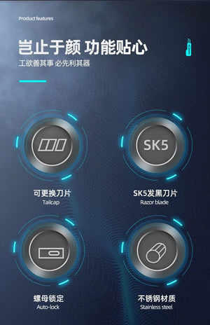 Planet Gates Durable Industrial Utility Knife,Replaceable High Carbon Steel Blade,Stainless Steel Paper Cutter,Office Art Student Supplies