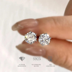 Planet Gates DW 0.5ct-2ct D Color Certified Moissanite Stud Earrings Lab Created Diamond 925 Sterling Silver Gold Plated Wedding Jewelry