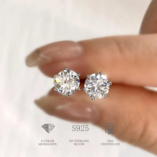Planet Gates DW 0.5ct-2ct D Color Certified Moissanite Stud Earrings Lab Created Diamond 925 Sterling Silver Gold Plated Wedding Jewelry