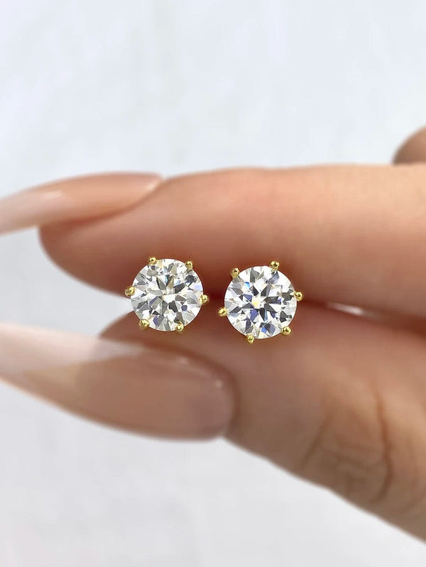 Planet Gates DW 0.5ct-2ct D Color Certified Moissanite Stud Earrings Lab Created Diamond 925 Sterling Silver Gold Plated Wedding Jewelry