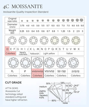 Planet Gates DW 0.5ct-2ct D Color Certified Moissanite Stud Earrings Lab Created Diamond 925 Sterling Silver Gold Plated Wedding Jewelry
