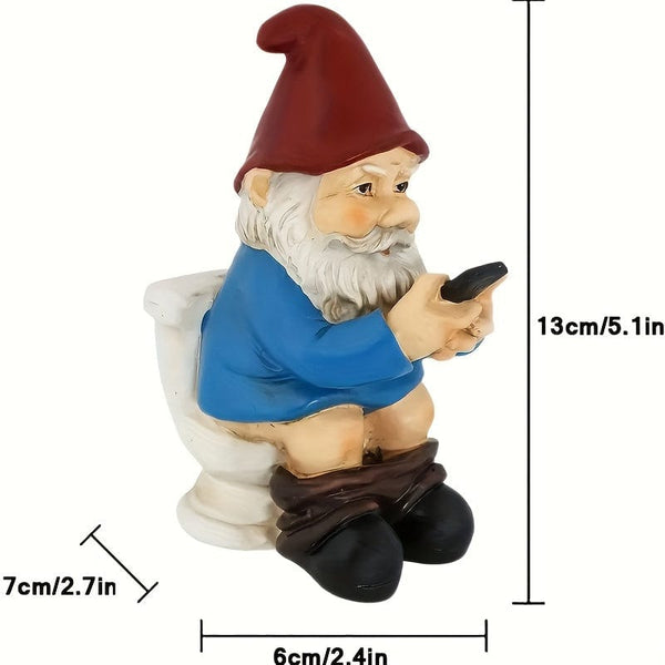 Planet Gates Dwarf Squatting In The Toilet 1pc, Cartoon Gnome Squat Toilet Resin Crafts, Garden Garden Creative Art Micro Landscape Sculpture