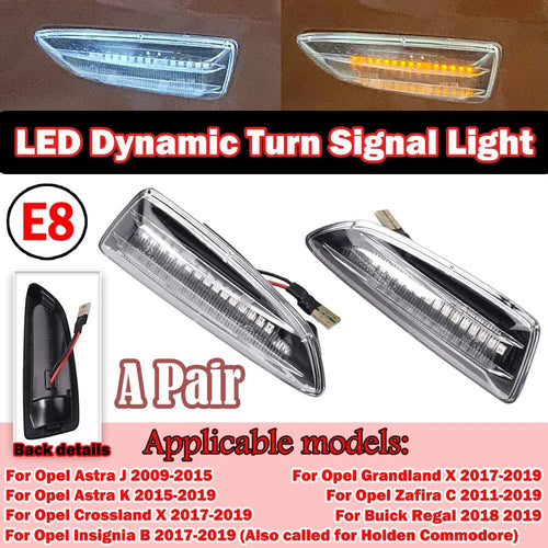 Planet Gates Dynamic Crystal 2PCS Led Dynamic Side Marker Turn Signal Light Sequential Blinker For Opel Astra J Astra J K Zafira C Insignia B Grandland X
