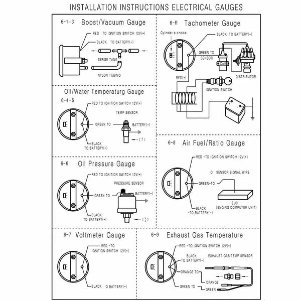 Planet Gates Dynoracing 2" 52mm Smoke lens Boost gauge bar psi Vacuum Water temp Oil temp Oil press Voltmeter Fuel level Tachometer rpm gauge