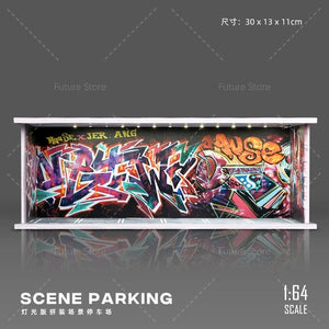 Planet Gates E 1/64 Simulated Parking Lot Model Miniature Scene Parking Lot PVC Assembly with Light Parking Space Model Display Frame
