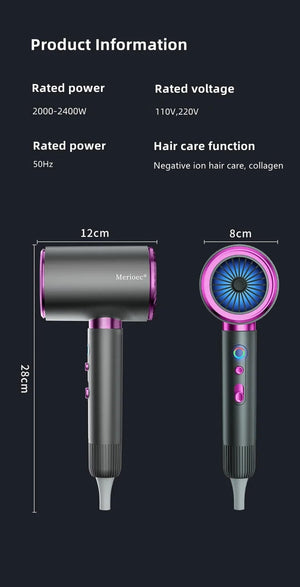 Planet Gates E-2400W-Purple / AU Manufacturer's Direct Selling High-Speed Hair Dryer 2400w High-Power Negative Ion Blue Light Hair Care Home Hair Salon Hair Drye