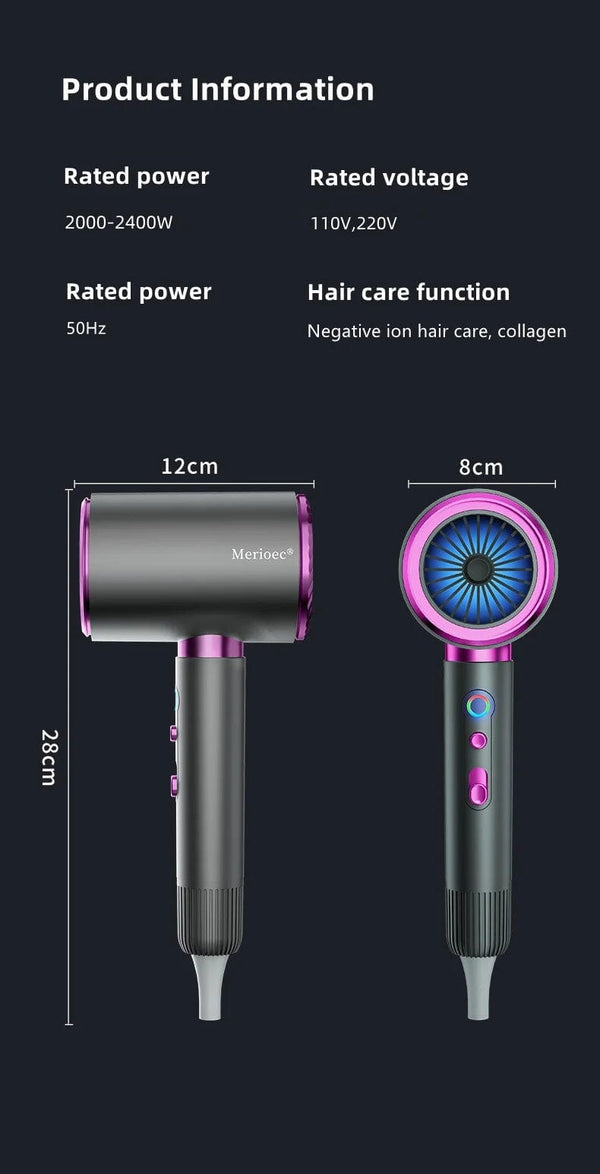 Planet Gates E-2400W-Purple / AU Manufacturer's Direct Selling High-Speed Hair Dryer 2400w High-Power Negative Ion Blue Light Hair Care Home Hair Salon Hair Drye