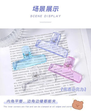Planet Gates E Colorful Transparent Acrylic Binder Clip Planner Clip Paper Clamp Organizer Office File Clamps Holder Stationery School Supplies