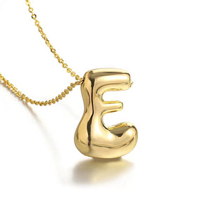 Planet Gates E Greatera Gold Color Chunky Balloon Bubble Initial Letter Pendant Choker Necklaces for Women Custom Personalized Jewelry