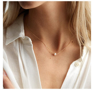 Planet Gates e-Manco Stainless Steel Choker imitated  Pearl Necklaces for Women Gold Color Layered Chain Necklace Jewelry