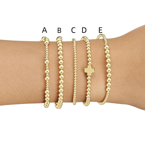 Planet Gates E Vlen Christian Gold Cross Luxury Bracelet Fashion Jewelry 18 K Gold Plated Beads Bracelet for Women Beaded Pulseras Mujer