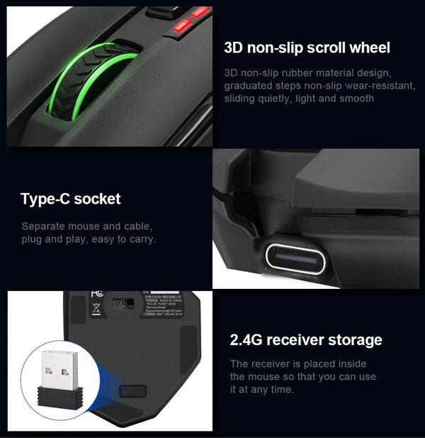 Planet Gates E-YOOSO X-33 RGB USB 2.4G Wireless Gaming Mouse 16000 DPI 16 Buttons Programmable Game Optical Mice for Computer PC Laptop