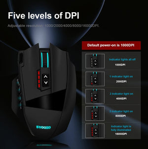 Planet Gates E-YOOSO X-33 RGB USB 2.4G Wireless Gaming Mouse 16000 DPI 16 Buttons Programmable Game Optical Mice for Computer PC Laptop